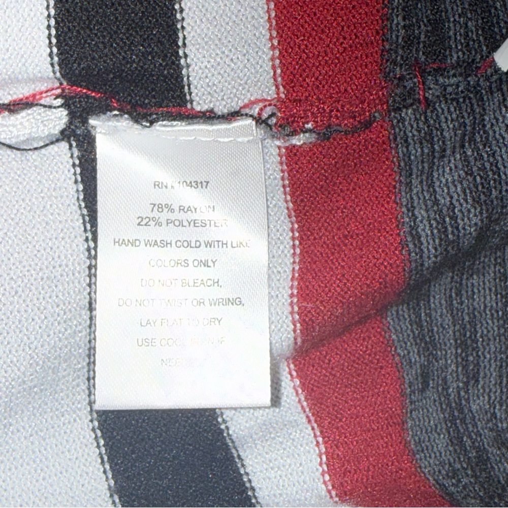 Allison Brittney Striped Zip Neck Midi Dress Black Red White L - Picture 7 of 8